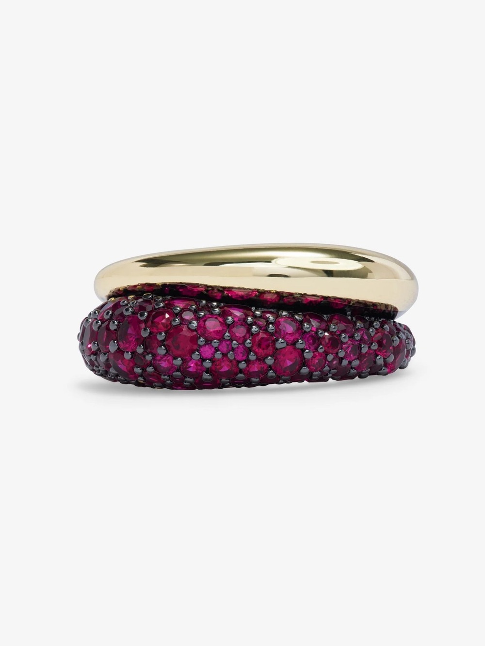 Melinda Maria Gold Ring with Deep Ruby Pave Wrap